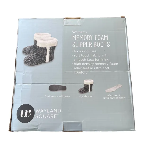 Memory Foam Slipper Boots Set With Gloves Gift Set Gray - Image 3