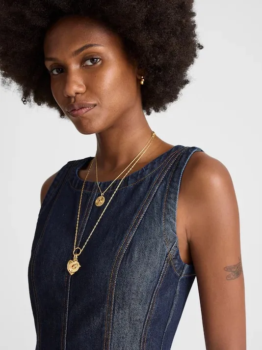 Madewell Airy Denim Circle Mini Dress in Rinse Wash NZ106 Size M NWT - Image 4