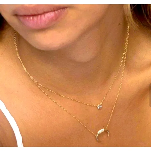 Boutique NEW Women's 18k Gold-Plated Crescent Moon Half Moon Necklace,‎ 16-18" - Image 5