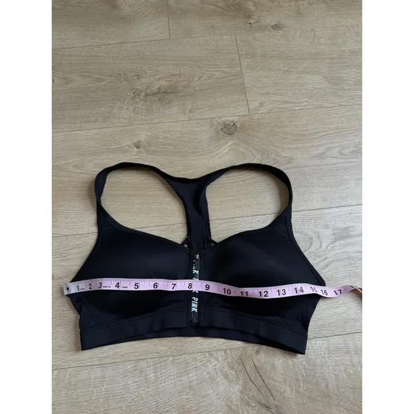 EUC Victoria Secret Pink ULTIMATE push cup zip front black sports strapy size M - Image 6
