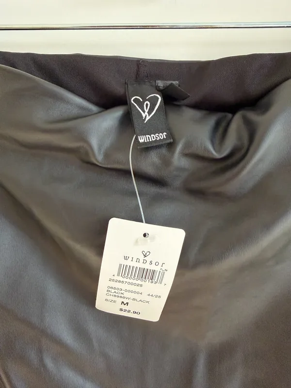 Windsor Black Faux Leather Skirt - Image 2