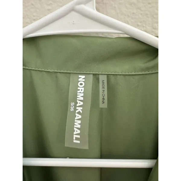 Norma Kamali Super Oversized Sleeveless Boyfriend Shirt Flared Gown Green Small - Image 5