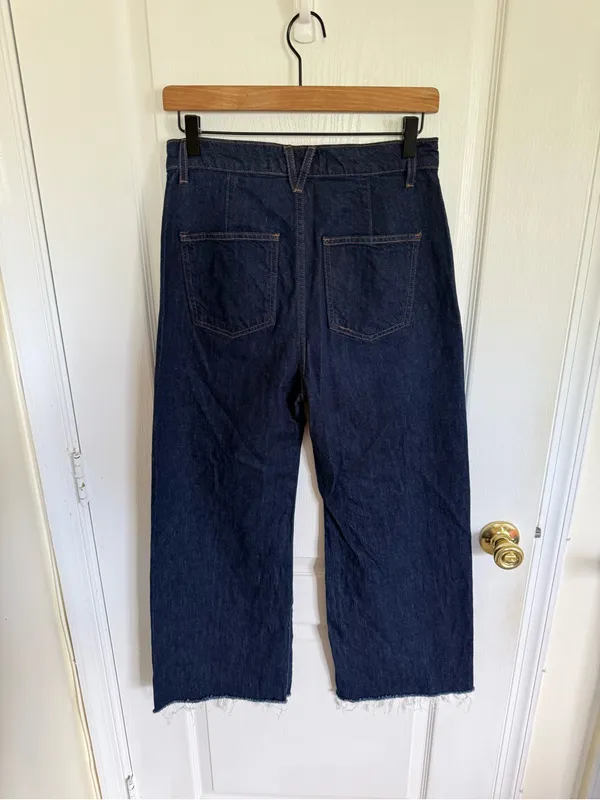 Veronica Beard Grant Wide Leg Raw Hem Jeans in Indigo - Image 6