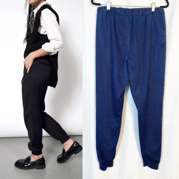 Wildfang The Empower Mesh Drawstring Pants Joggers Navy Blue - Image 3