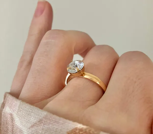 Copper Gold Solitaire Fashion Jewelry Ring “Eve” Neutral Minimal Stacking Simple Jewelry - Image 3
