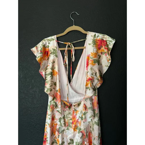 HUTCH Ella Pink Floral V-Neck Ruffle Maxi Dress Size 0 - Image 5