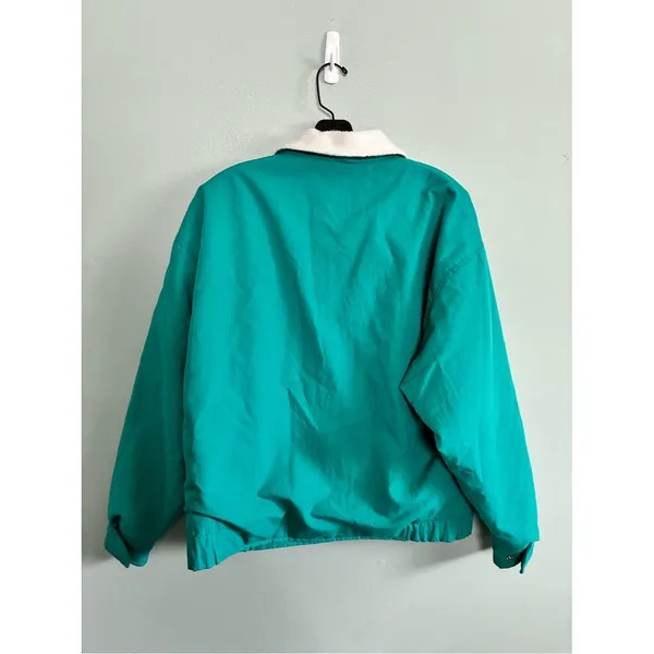 VTG Retro Woolrich Fleece Lined Jacket Womens Medium Green Full Zip L/S USA - Image 4