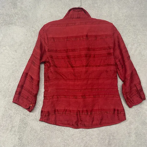 Talbots Shirt Womens 6 Red Linen Cotton Button Up Collared‎ Vintage Shirt - Image 6