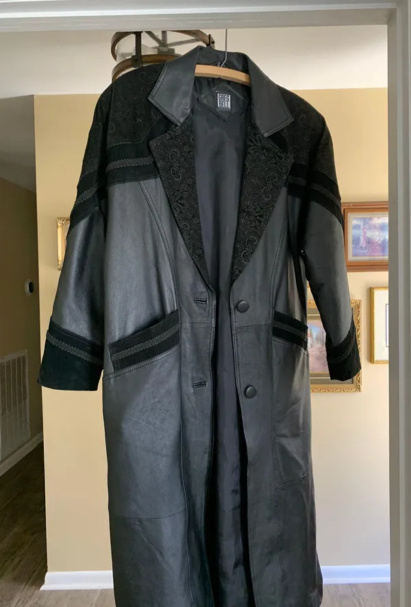 Greg Bell Leather Trench Coat Black - Image 4