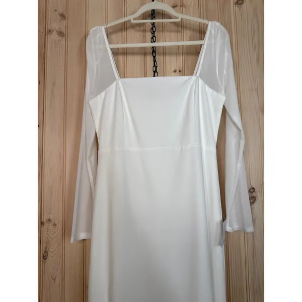 NWT Lulus Lovingly Yours White Mesh Long Sleeve Maxi Dress Wedding Bridal Sz XXS - Image 5