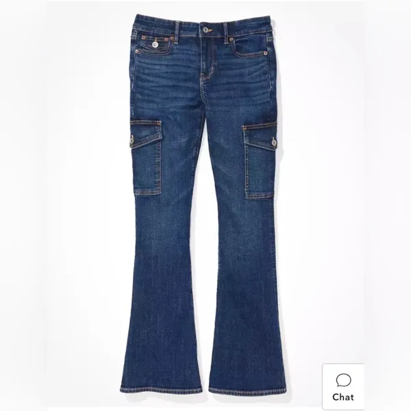 American Eagle Outfitters Low Rise Flare Stretch Jeans w Side Pockets Women’s 8 - Image 14