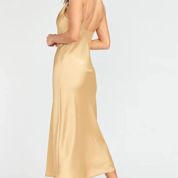Show Me Your Mumu Women's Gold Verona Cowl Midi Dress Size L Party/Cocktail - Image 3
