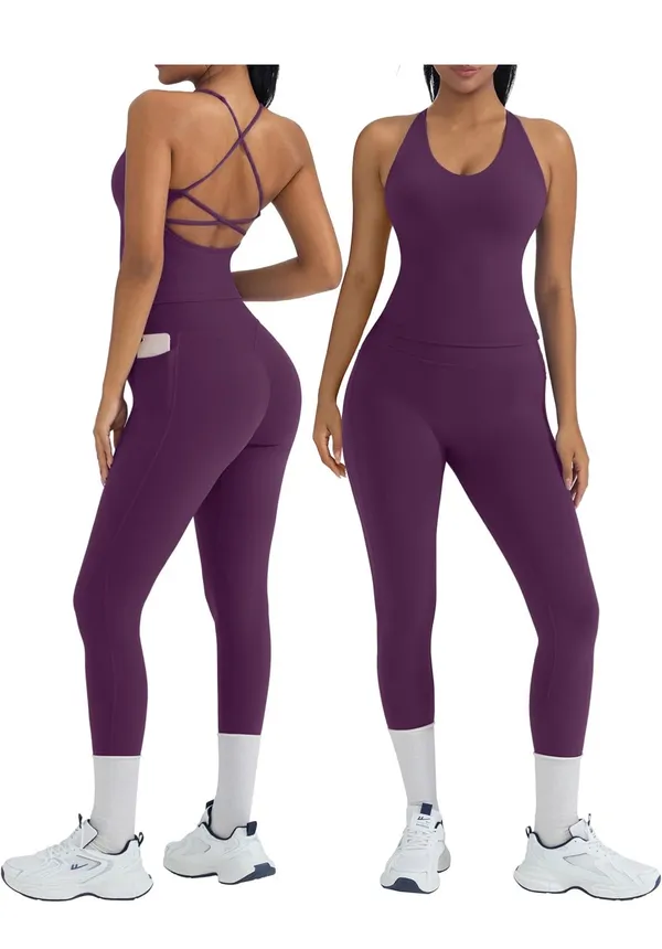Plum 2 Piece Workout Set Purple Size L - Image 2