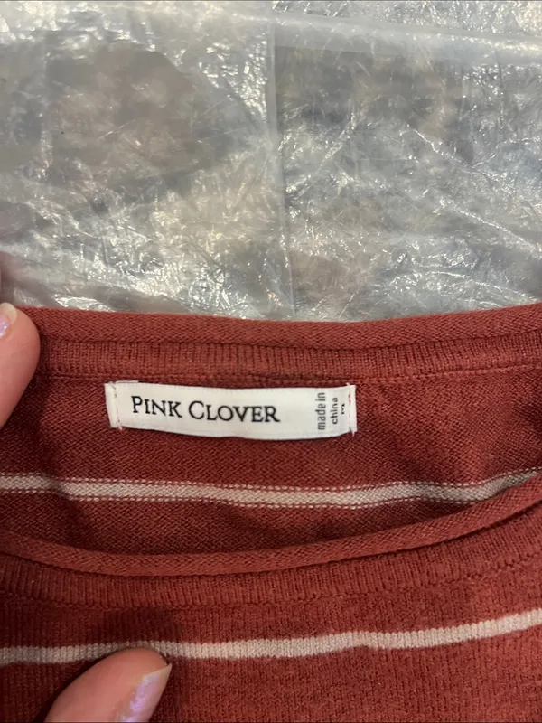 Pink Clover Rust and White Striped Crewneck Sweater size medium. - Image 8