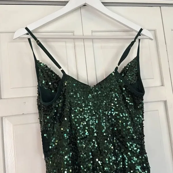 Taylor NWT green sequin cowl neck midi dress 6 - Image 10