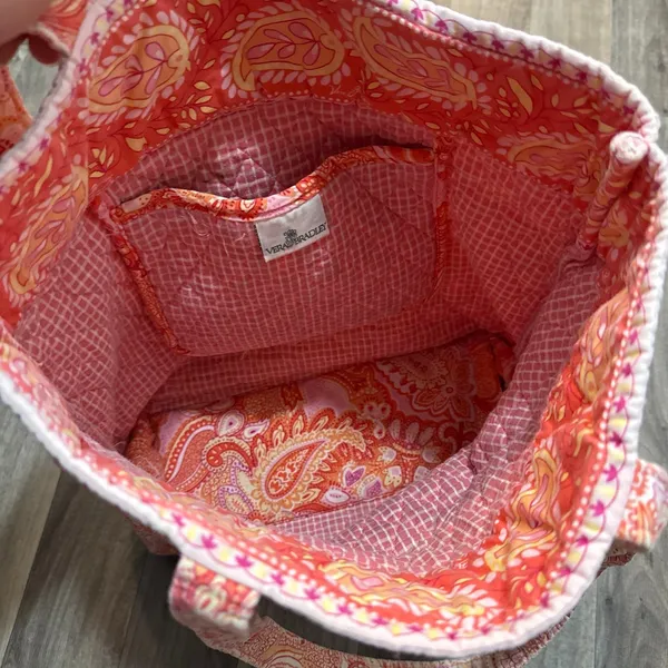 Vintage Vera Bradley Retired Sherbet Paisley Quilted Tote Bag Shoulder Purse - Image 6
