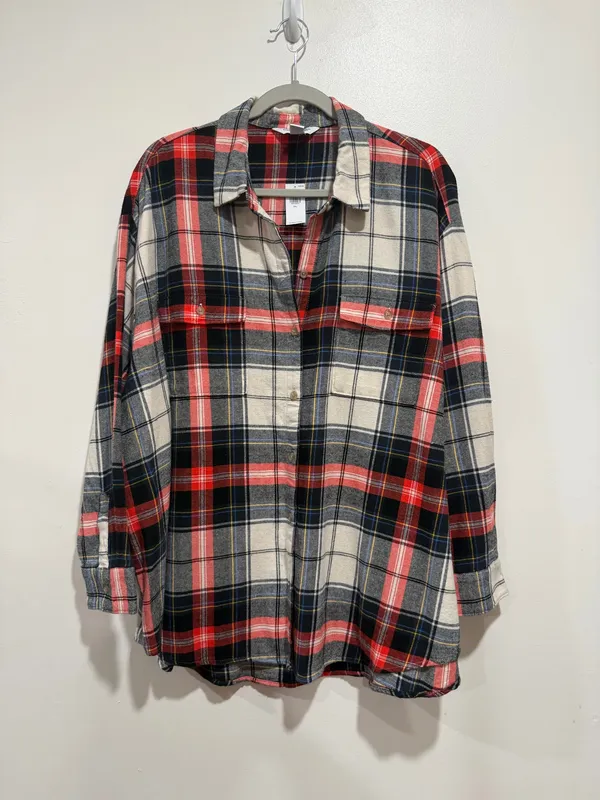Old Navy The Boyfriend Shirt Plaid Flannel Button Down Oversized Size XXL - Image 2