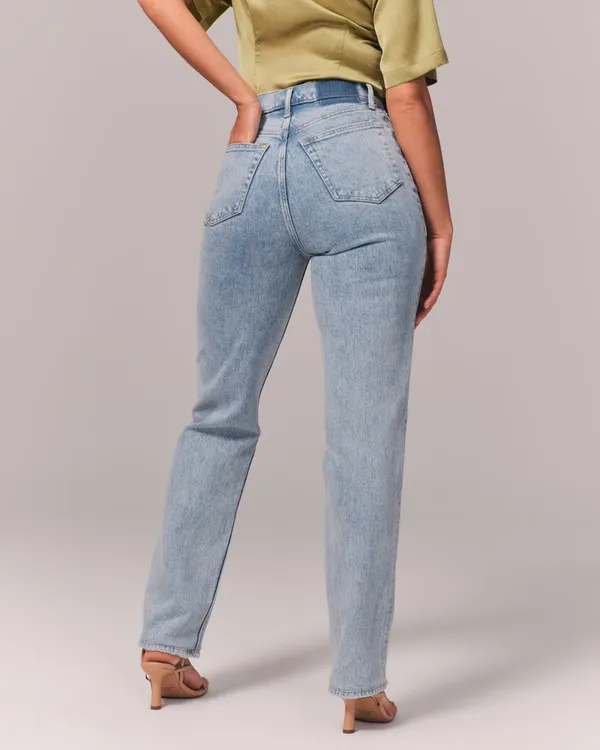 Abercrombie Curve Love Ultra High Rise 90s Straight Jean - Size 27 SHORT - Image 4