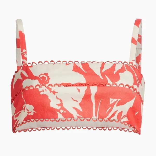 NWT Amur Alina Cotton Floral Bra Top Coral Colorblock Flowers Size 6 - Image 2