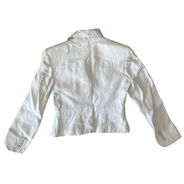 Loft ANN TAYLOR Blazer Khaki Light gray Size 4 Silk Linen Business Formal - Image 6