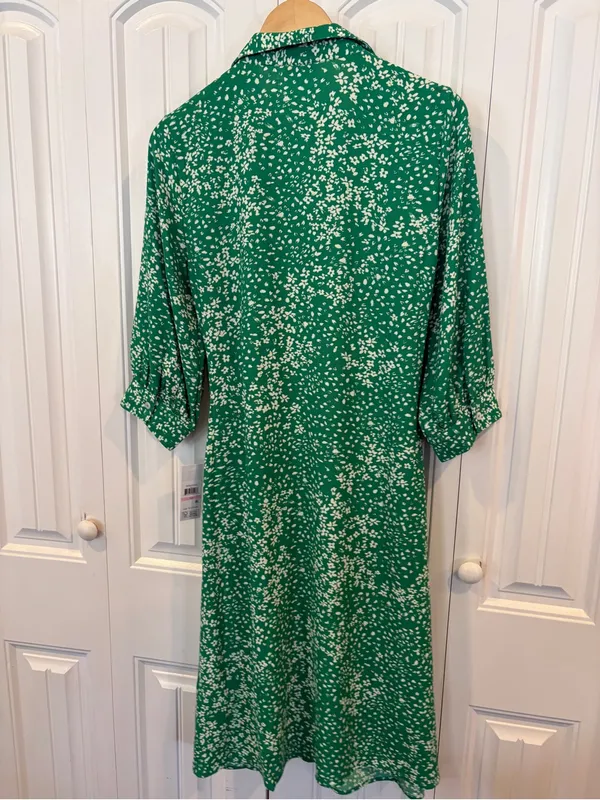 DKNY green and white floral dress size 10 - Image 2