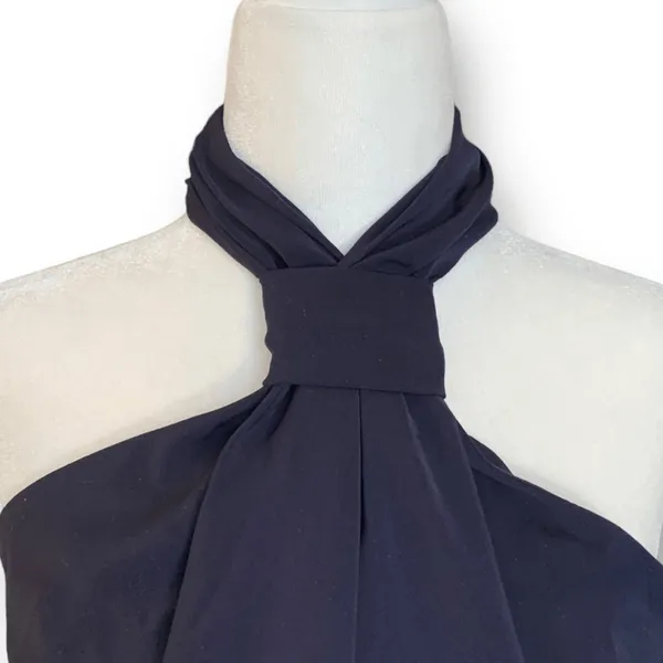 Shona Joy Revolve‎ Knot Draped Halter Dress Navy Blue Maxi 4 Cocktail Formal - Image 6