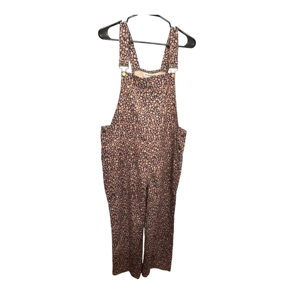 Sm Wardrobe Adjustable Strap Printed Wide-Leg Overalls in Rust Brown - Image 4