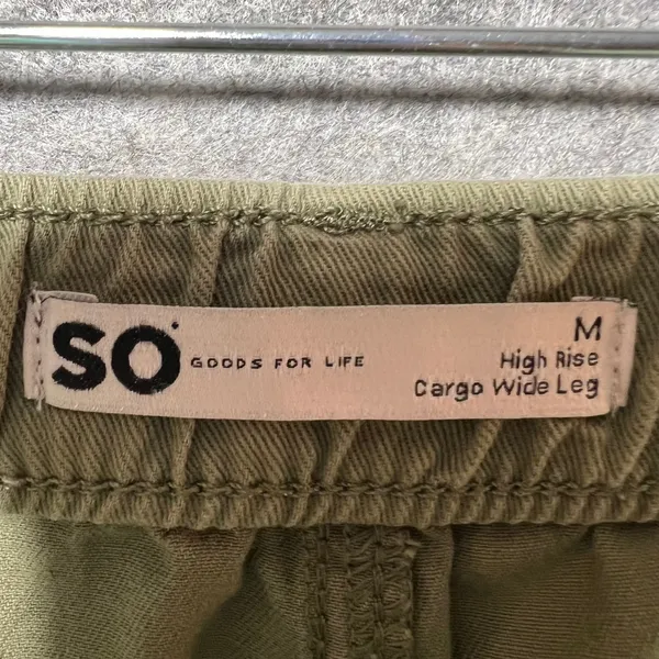 SO Goods For Life High Rise Cargo Wide Leg Pants Olive Green Womens‎ Medium - Image 8