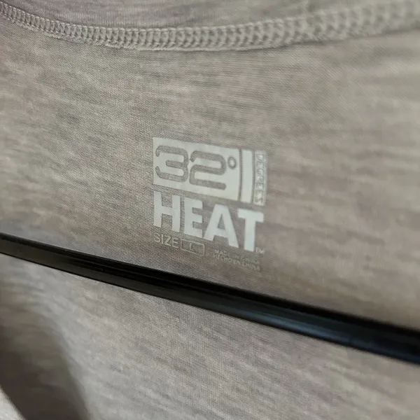 32 Degrees Heat Long Sleeve Thin Gray Shirt Size Large outdoor layer camping - Image 6