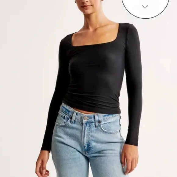 Abercrombie and Fitch square neck long sleeve stretchy fitted top - Image 2