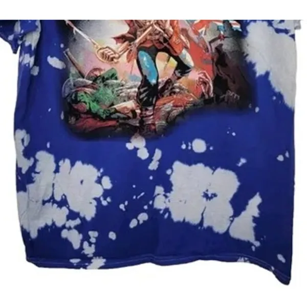 Iron Maiden Vintage Style Graphic Artwork Tye Dye Short Sleeve Shirt XL Blue - Image 4