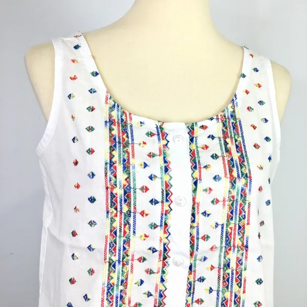Vintage western embroidered white button up tank top Size Medium 9-10 - Image 6