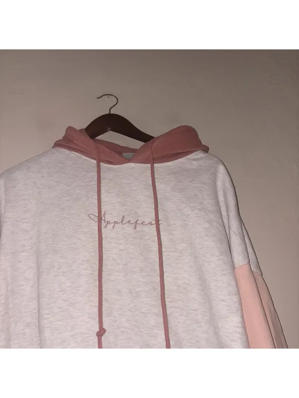 MV Sport Applefest Color-Block Hoodie - Heather Gray/Pink - Size Medium - Image 2