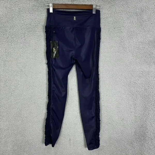 style reform leggings womens medium blue irradescent crochet ruched cropped‎ nwt - Image 8