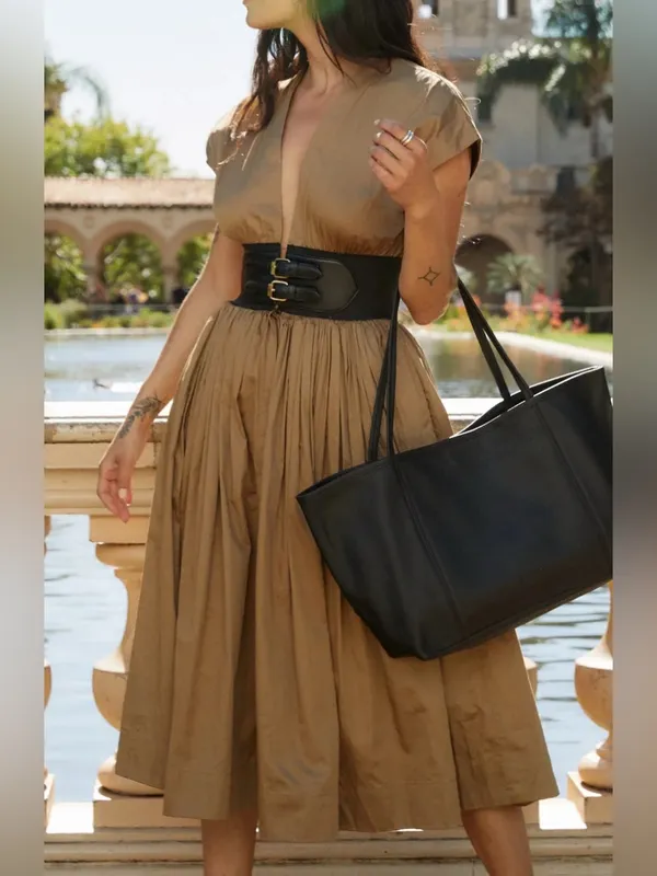 Karina Grimaldi Briar Belted Midi Dress in Mocha - NWT - Image 2