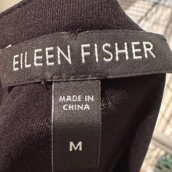 Eileen Fisher Black 100% Silk Tunic Top Medium Minimalist‎ Lagenlook - Image 3