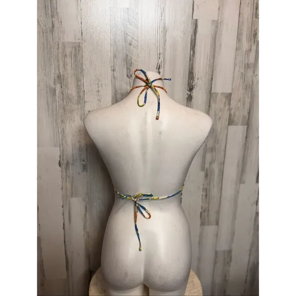 Multicolor Floral Triangle Bikini Top – Size Medium Green - Image 5