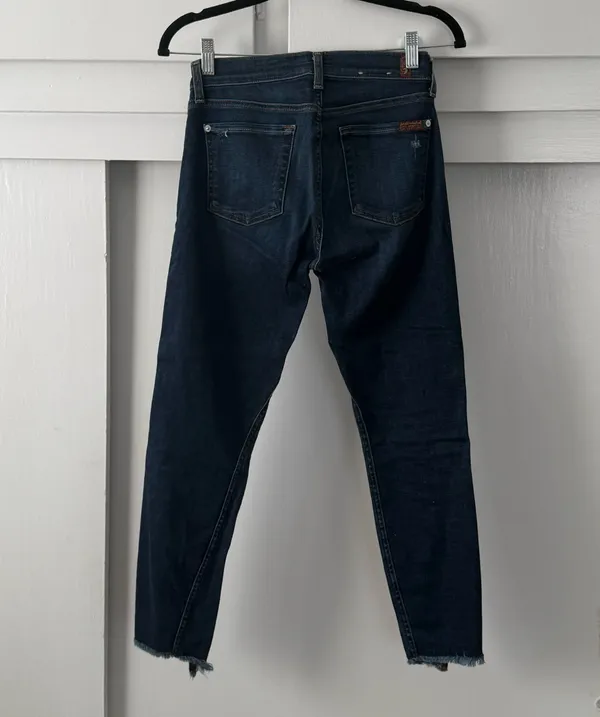 7 For All Mankind "The Ankle Skinny" Distressed Cropped Jeans - Image 2