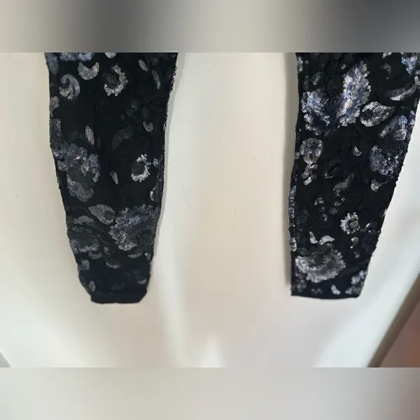 7 For All Mankind Sequin Embellished Skinny Jeans Black Blue Size 25 - Image 8
