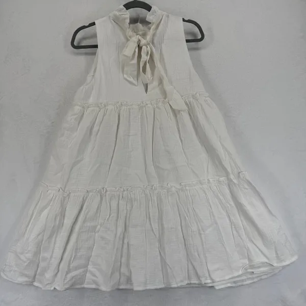 Pomander Place‎ White Dress Sleeveless Tiered Ruffle Neck Casual Medium - Image 7