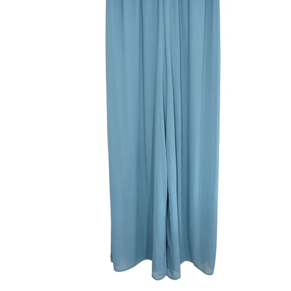 Lulus Medium Light Blue Wide Leg Jumpsuit Flowy Bridesmaid Plunging V Neck - Image 3