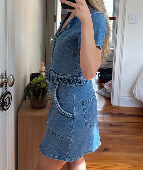 Veveret Denim Mini Dress Blue Size M - Image 5