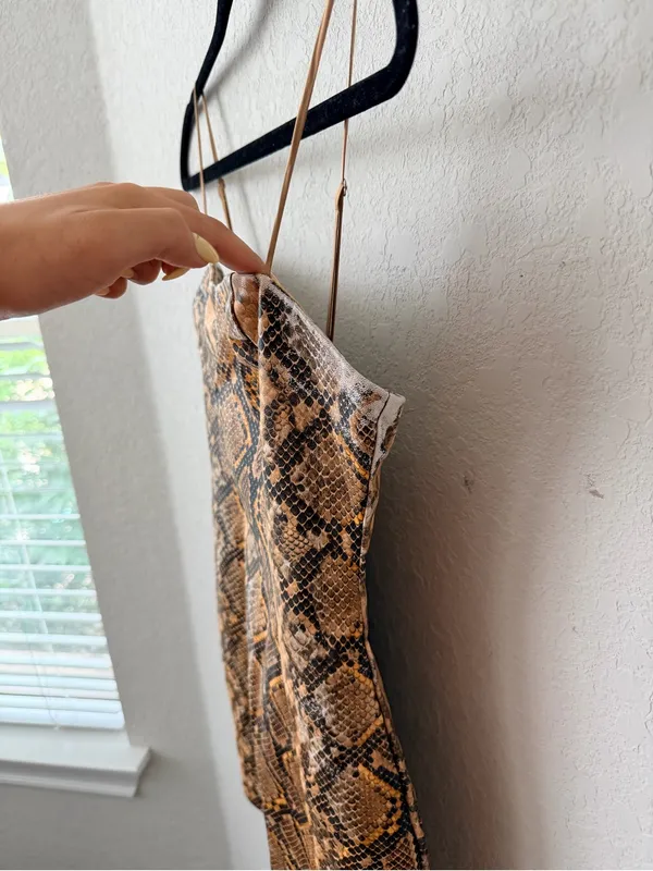 Likely Snake-Print Dress in Gold & Black Size 4 - Image 3