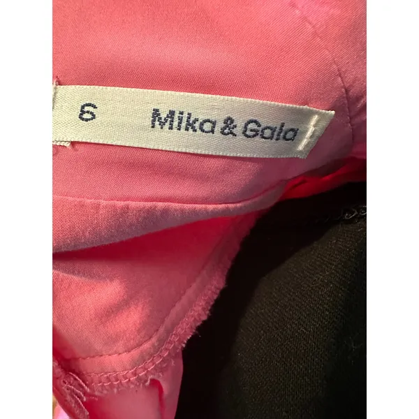 Mika & Gala Pink Cotton Ruffle Puff Sleeve Tiered Maxi Dress SZ 6 resort preppy - Image 5