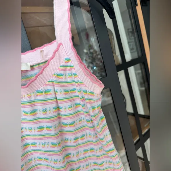 LoveShackFancy Maven tank top knit butterflies striped scalloped pastel - Image 8
