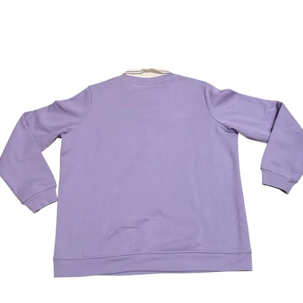 Vintage Grannycore Collared Sweatshirt‎ Pastel Purple Teacup Embroidered Size L - Image 3