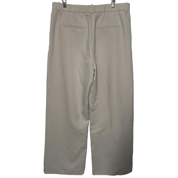 Abercrombie & Fitch Khaki Pleated High Waisted Straight Trousers Pant Size 33 16 - Image 2