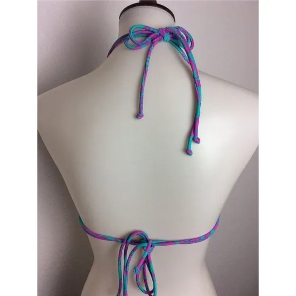 NWOT Victoria’s Secret Teal Hawaiian Purple Tropical Strappy Halter Bikini Top M - Image 5