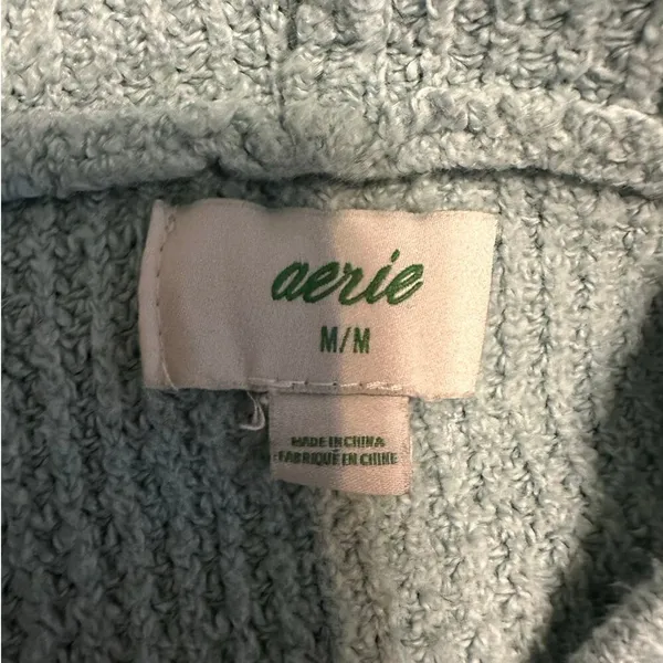 Aerie V-Neck Waffle Knit Oversized Sweater Women's Size Medium Drop Shoulder - Image 3
