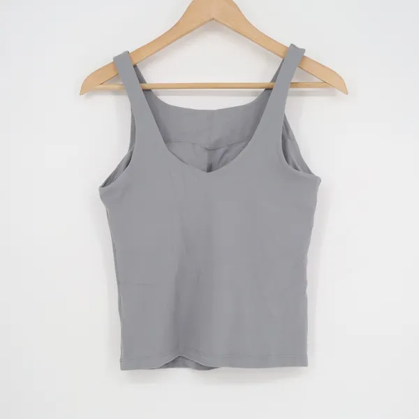 Lavento Cropped Tank Top Womens 6 Gray Stretch V Back Gym Workout Athleisure - Image 3
